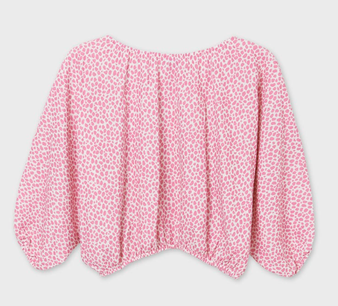 Pink and White Polka Dotted Blouse | 6186