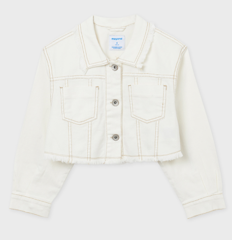White Denim Cropped Jacket | 6469