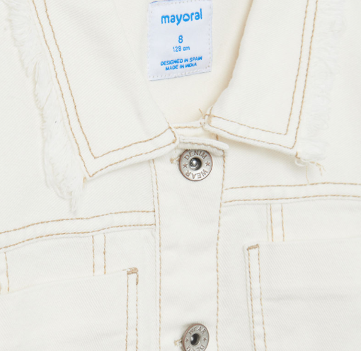 White Denim Cropped Jacket | 6469