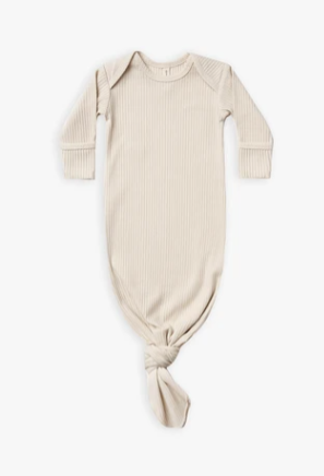 Ribbed Knotted Baby Gown | Natural