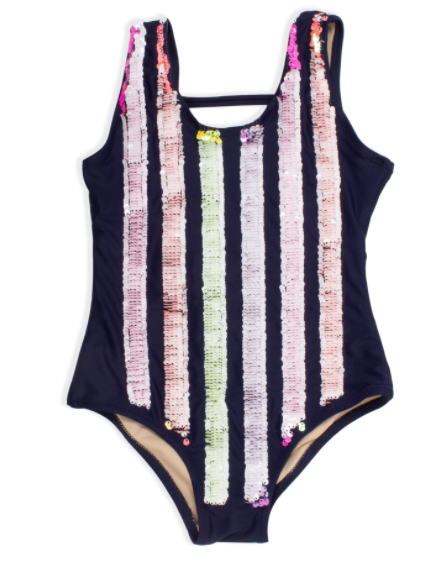 Swimsuit Striped Sequins