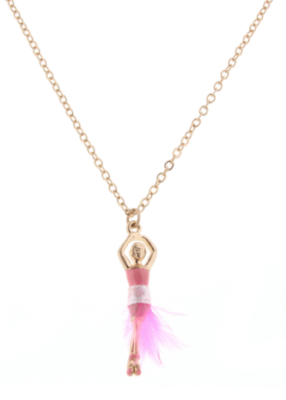 Ballerina with Pink Feather Necklace