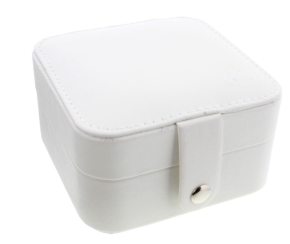Square Leather Jewelry Box | White