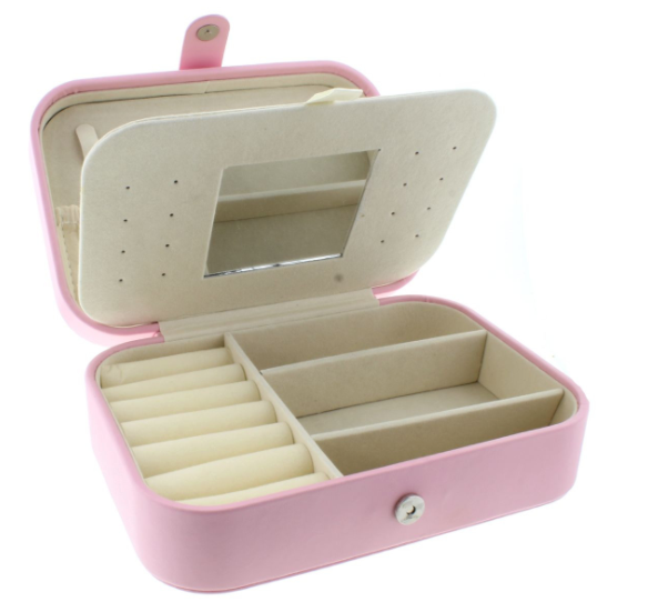 Rectangle Leather Jewelry Box | Light Pink