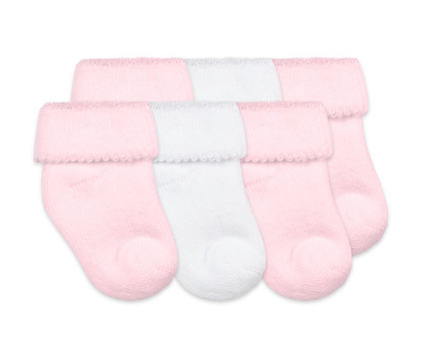 Cushion Terry Turn Cuff Bootie Socks 3 Pack | Pink and White | 02361