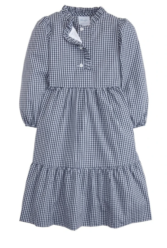 Tiered Midi Dress | Navy Gingham