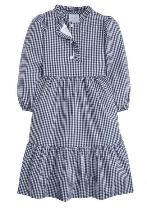 Tiered Midi Dress | Navy Gingham