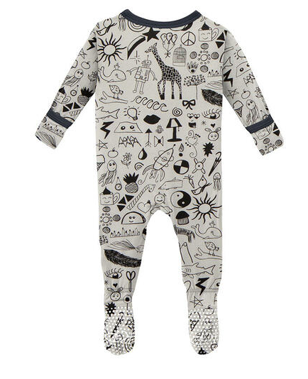 Print Footie with Zipper | Doodles