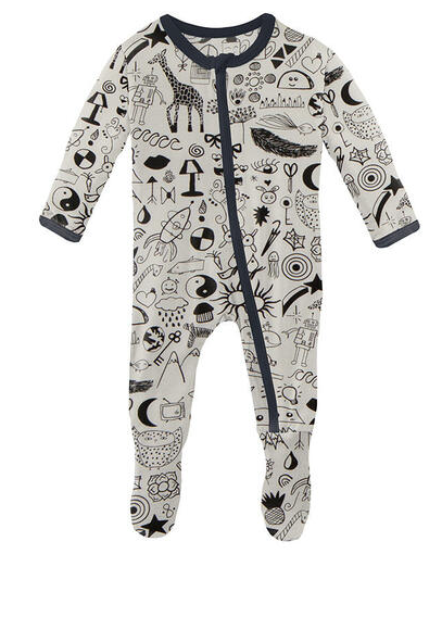 Print Footie with Zipper | Doodles