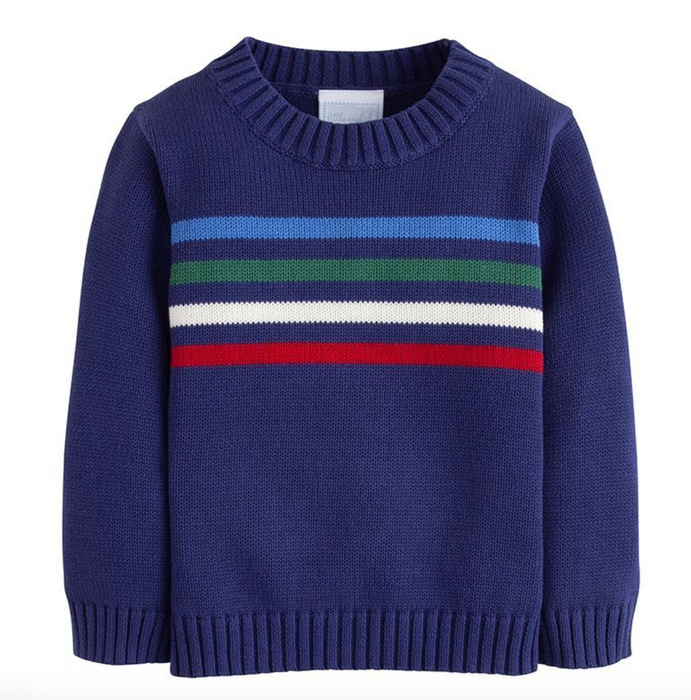 Multi Stripe Navy Intarsia Sweater
