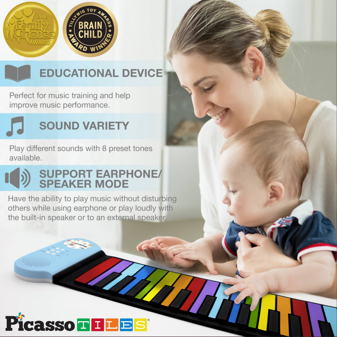 Picasso Tiles 49 Colorful Key Roll-Up Keyboard