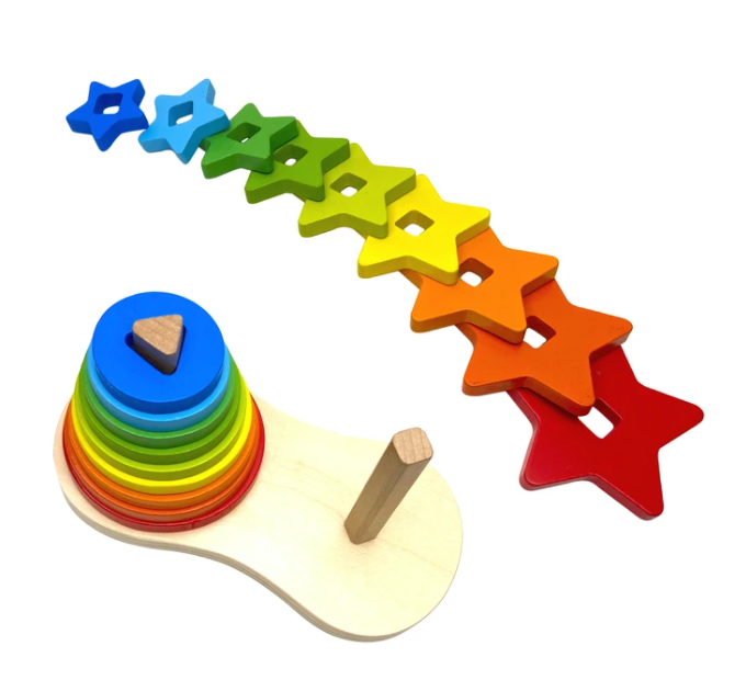 Star and Ring Double Wooden Stacker