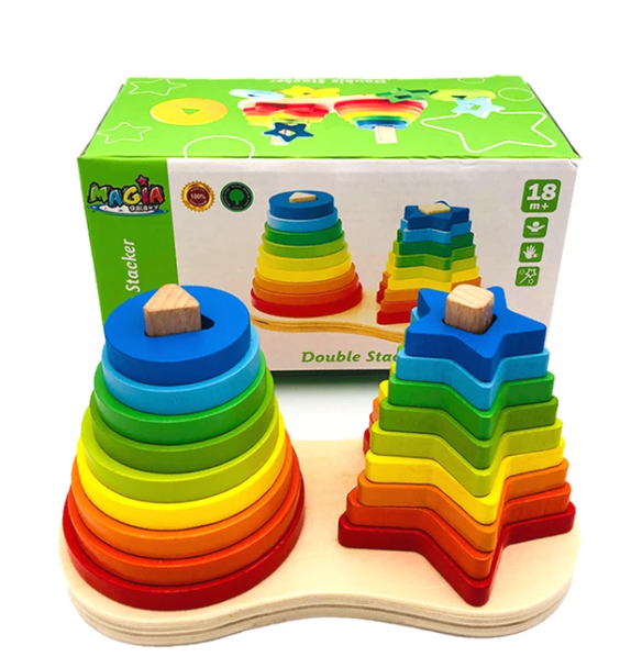 Star and Ring Double Wooden Stacker