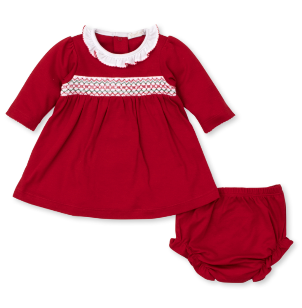 Dress Set With Hand Smocking Ruffle Neck | KGU06737I