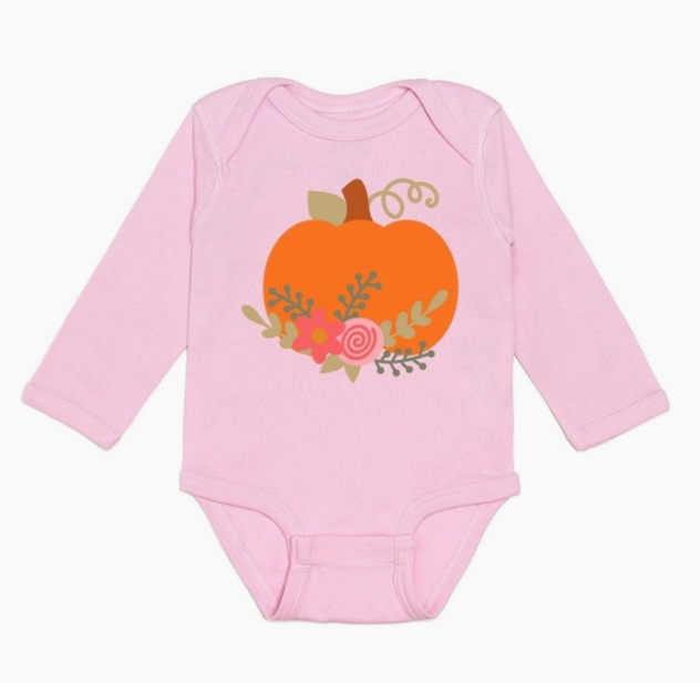 Pumpkin Flower Long Sleeve Bodysuit
