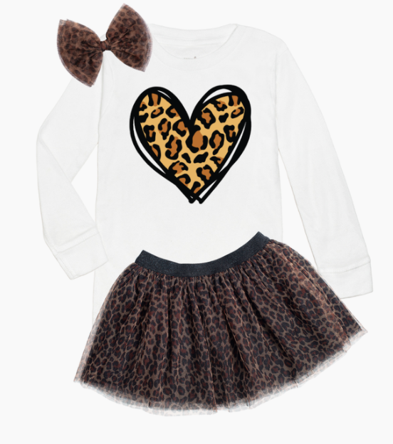 Leopard Heart Long Sleeve Bodysuit