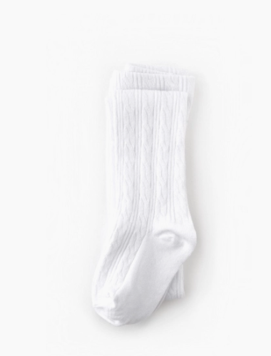 Cable Knit Tights | White