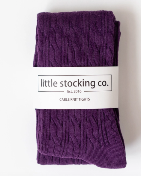 Cable Knit Tights | Plum