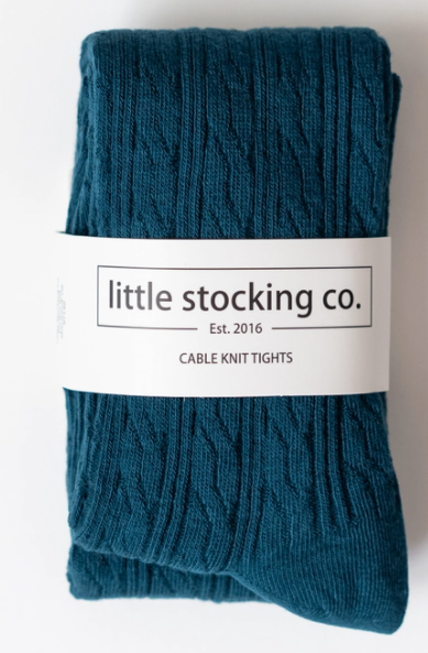 Cable Knit Tights | Deep Teal
