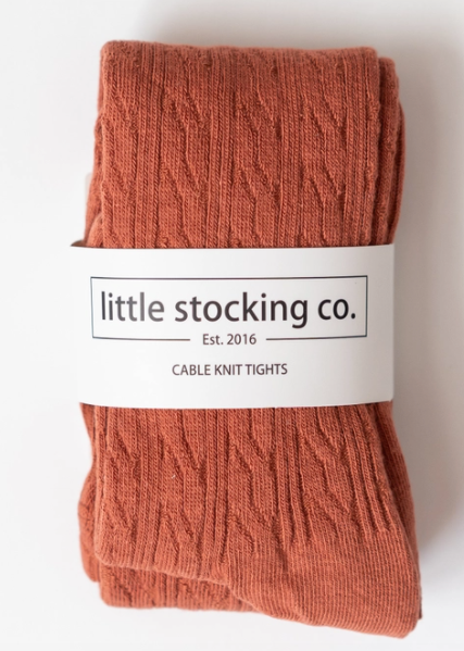 Cable Knit Tights | Rust