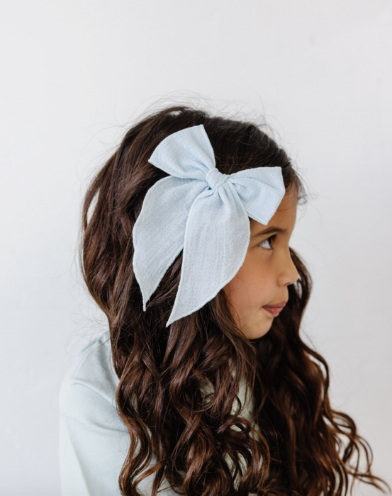 Oversized Clip with Embroidered Stripe Bow