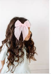 Oversized Clip with Embroidered Stripe Bow