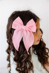 Oversized Clip with Embroidered Stripe Bow
