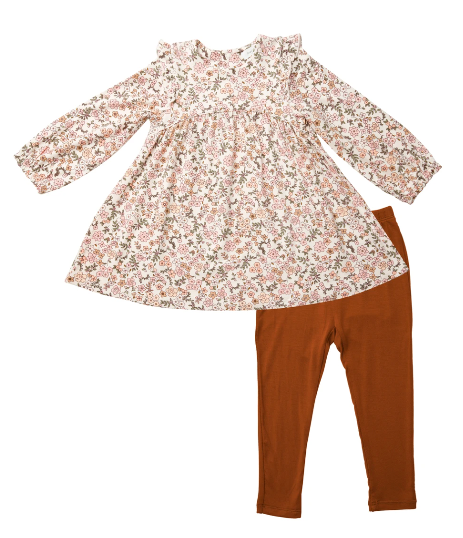 Vintage Calico Ruffle Dress and Leggings