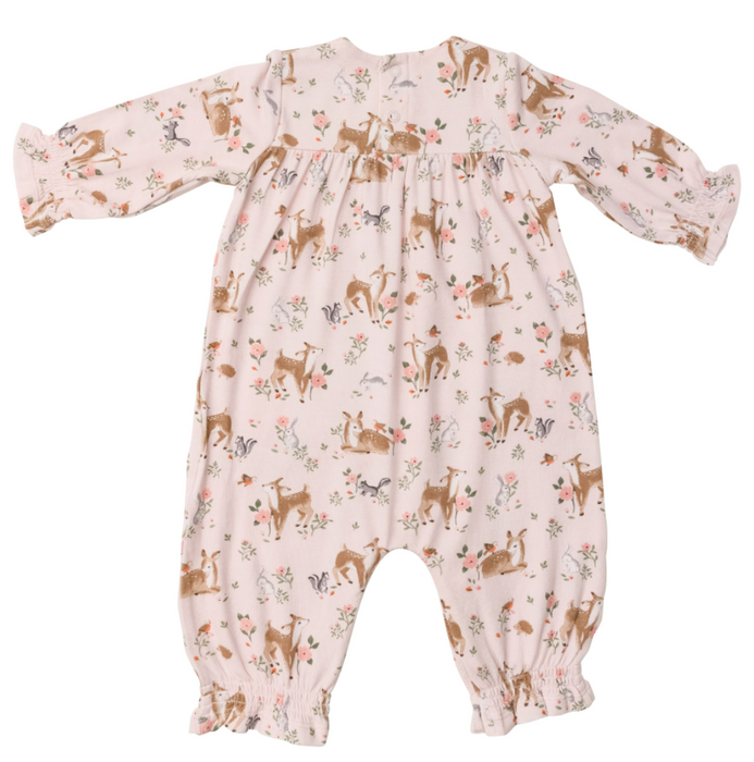 Pink Woodland Animals Smocked Romper