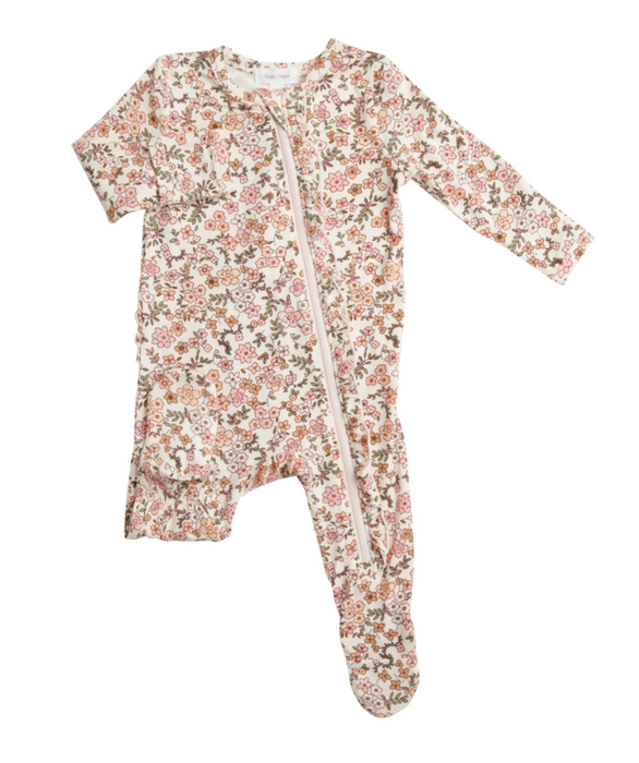 Vintage Calico Ruffle Zipper Footie