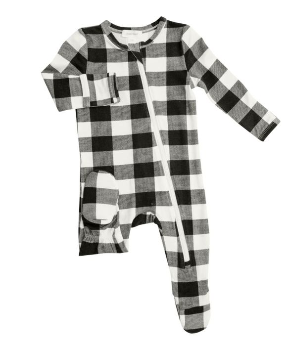 Buffalo Check Zipper Footie