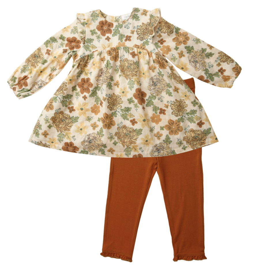 Chrysanthemum Ruffle Dress and Leggings