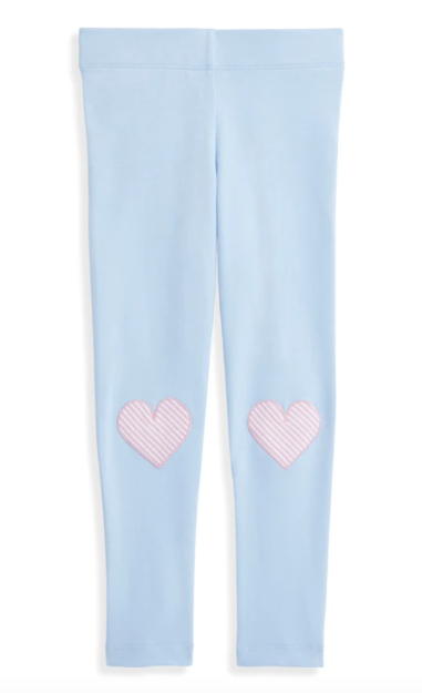 Light Blue Heart Applique Leggings
