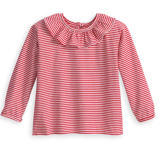 Ruffled Jersey Blouse | Red