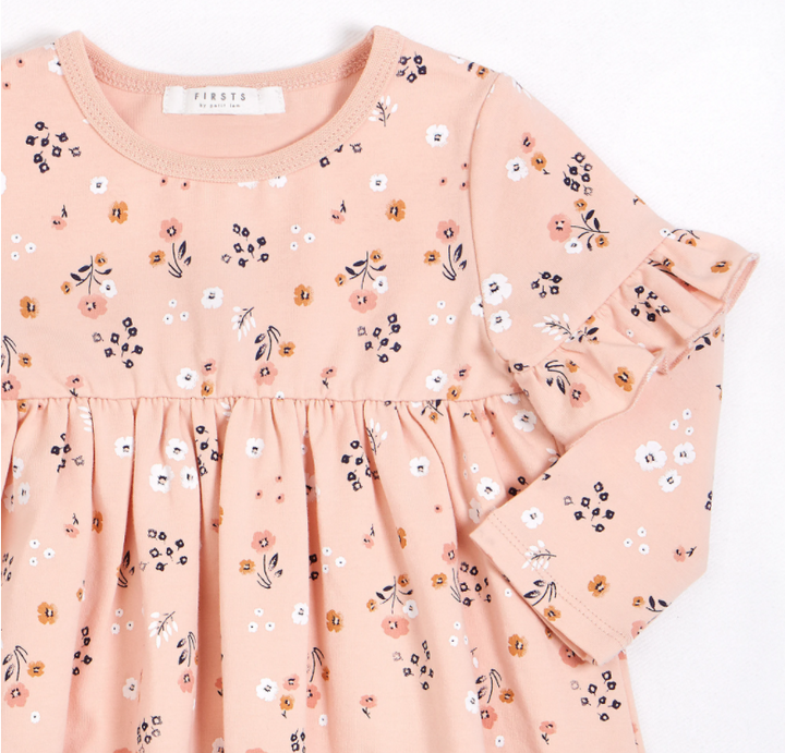 Rose Farmyard Florals Printed Jersey Dress with Tights