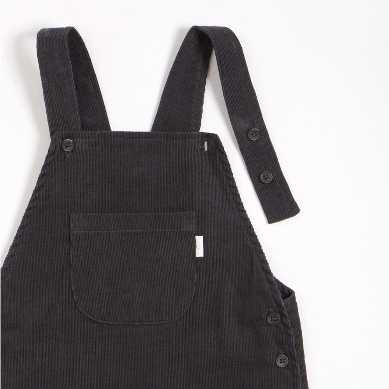 Charcoal Mini-Corduroy Overalls Set