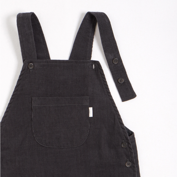 Charcoal Mini-Corduroy Overalls Set