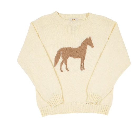 Isaac's Intarsia Sweater | Palmetto Pearl with Horse Intarsia