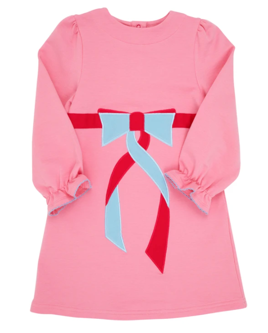 Eliza's Applique Dress | Hamptons Hot Pink with Brookline Blue & Raleigh Raspberry Applique
