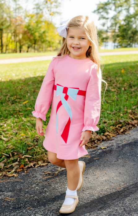 Eliza's Applique Dress | Hamptons Hot Pink with Brookline Blue & Raleigh Raspberry Applique