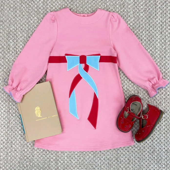 Eliza's Applique Dress | Hamptons Hot Pink with Brookline Blue & Raleigh Raspberry Applique