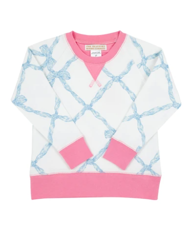 Cassidy Comfy Crewneck | Buckhead Blue | Belle Meade Bow