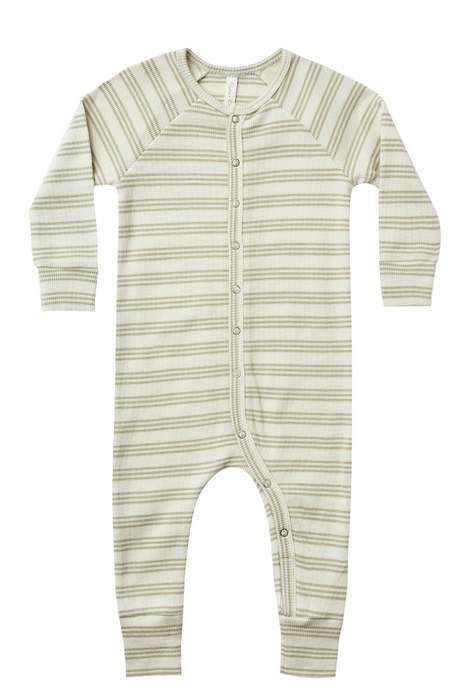 Ribbed Longjohn Pajamas | Agave Stripe