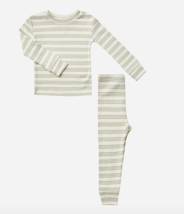 Ribbed Pajama Set | Agave Stripe