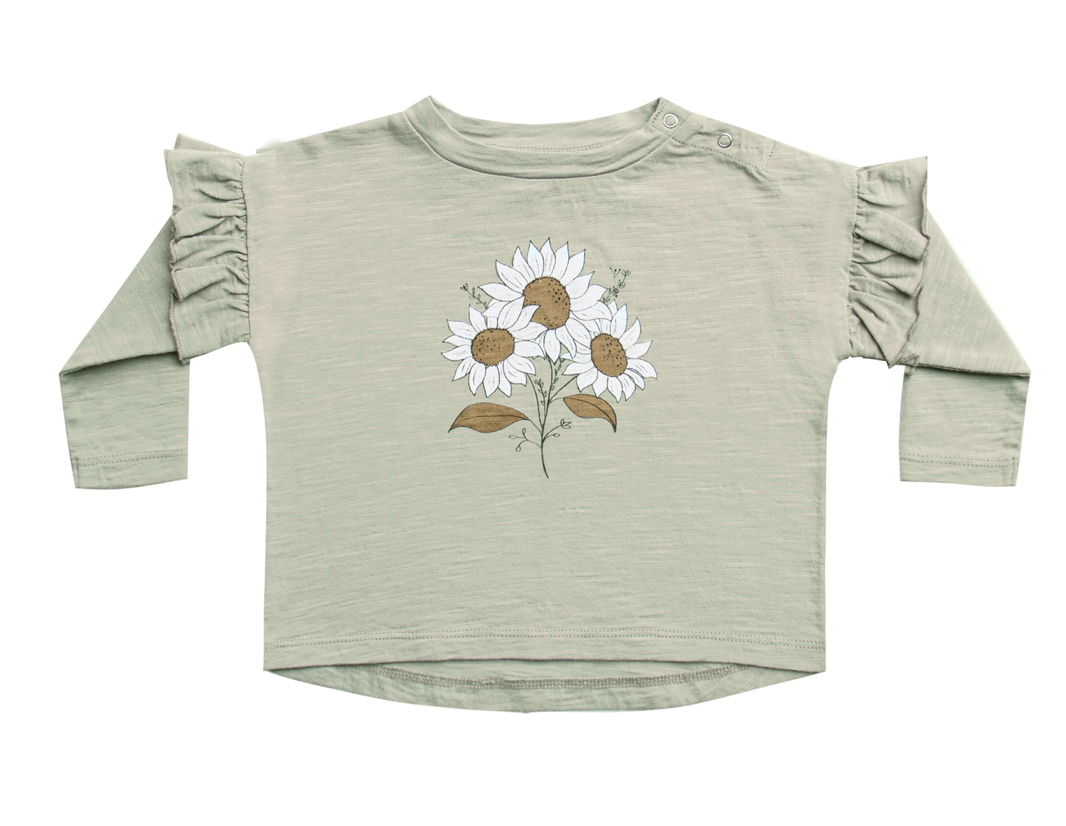 Bouquet Ruffle Long Sleeve Tee | Agave