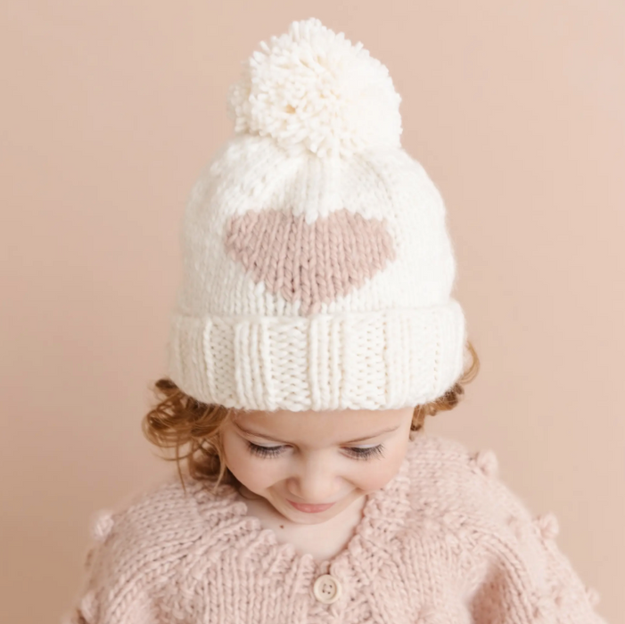 Heart Beanie Hand Knit Hat