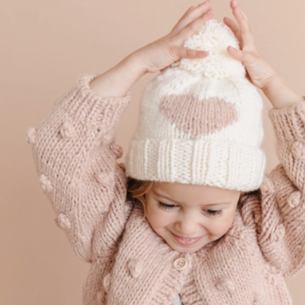 Heart Beanie Hand Knit Hat