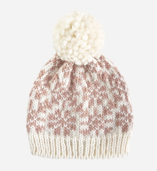 Blush Snowfall Hand Knit Hat