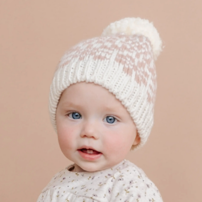 Blush Snowfall Hand Knit Hat