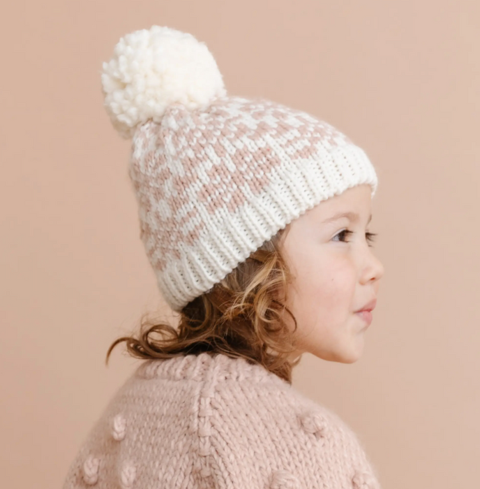 Blush Snowfall Hand Knit Hat